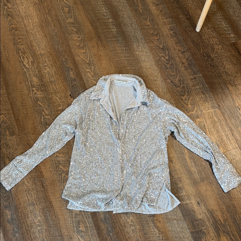 Abercrombie & Fitch Silver Sequin Top